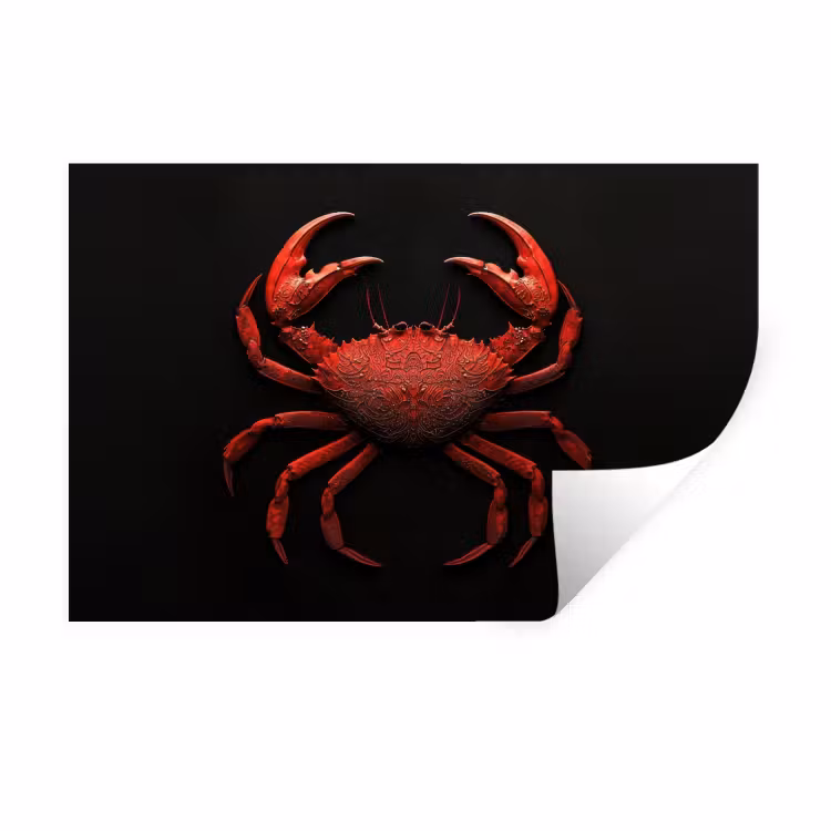 Krab - Rood - Vissen - Schaaldieren Muursticker klein -3d