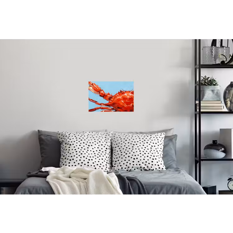 Krab - Zee - Dieren - Abstract - Rood Muursticker klein -slaapkamer