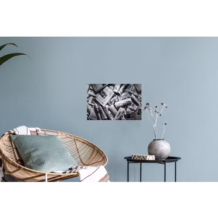 Krant - Stapel - Nieuws - Zwart-wit Muursticker klein -plant