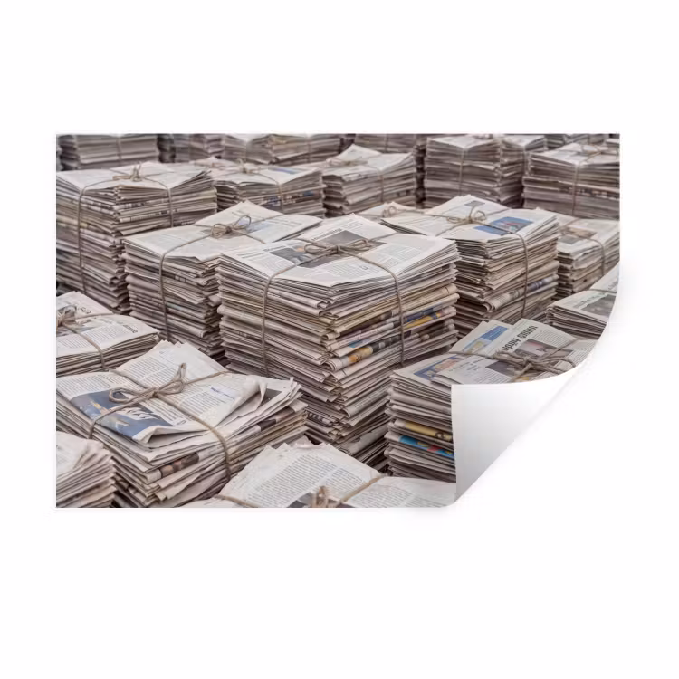 Kranten - Stapels - Touw - Informatie - Vintage Muursticker klein -3d