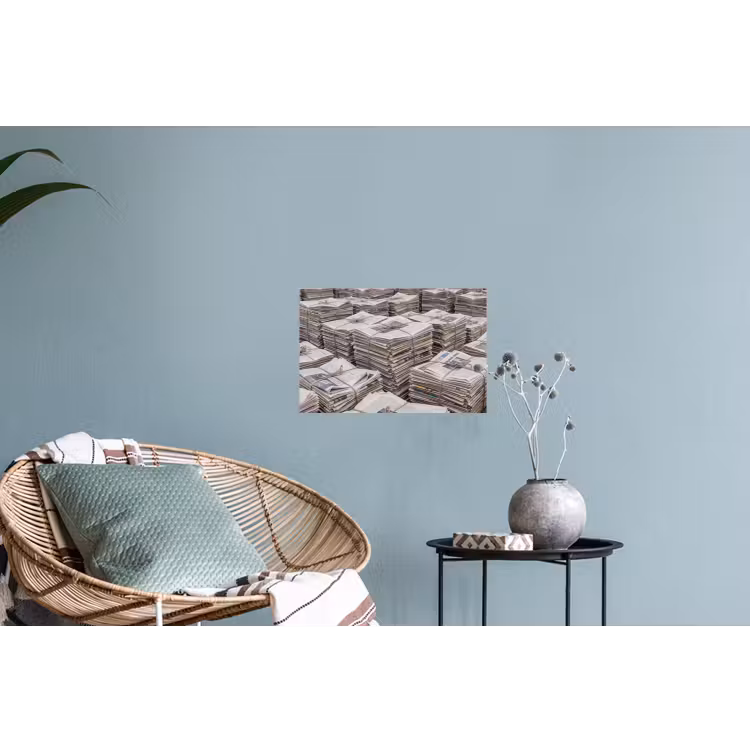 Kranten - Stapels - Touw - Informatie - Vintage Muursticker klein -plant