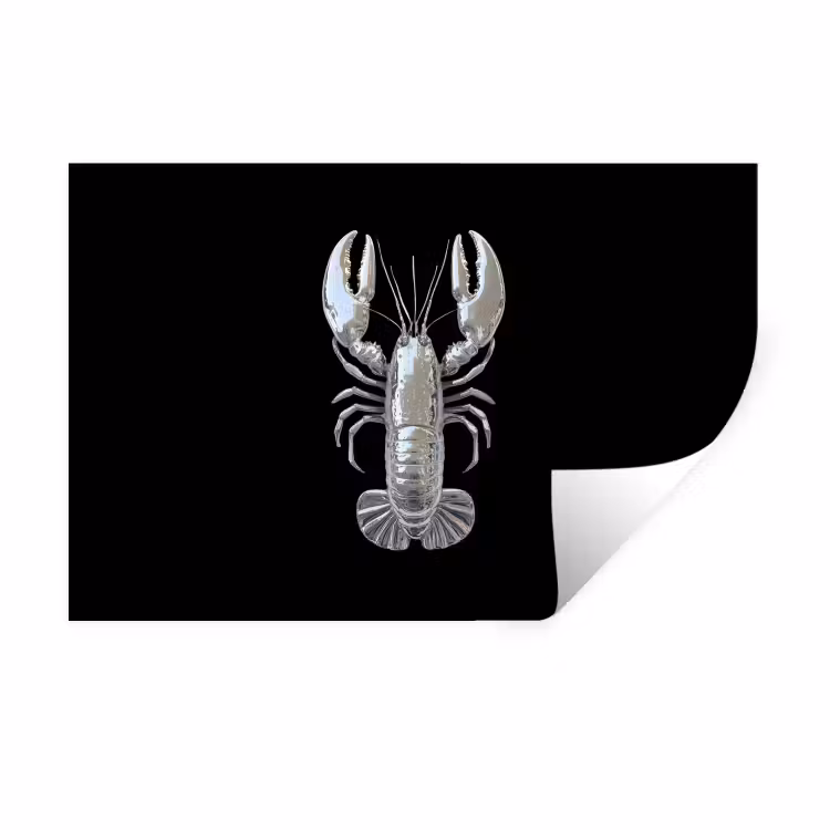 Kreeft - Zilver - Metallic - Luxe Muursticker klein -3d