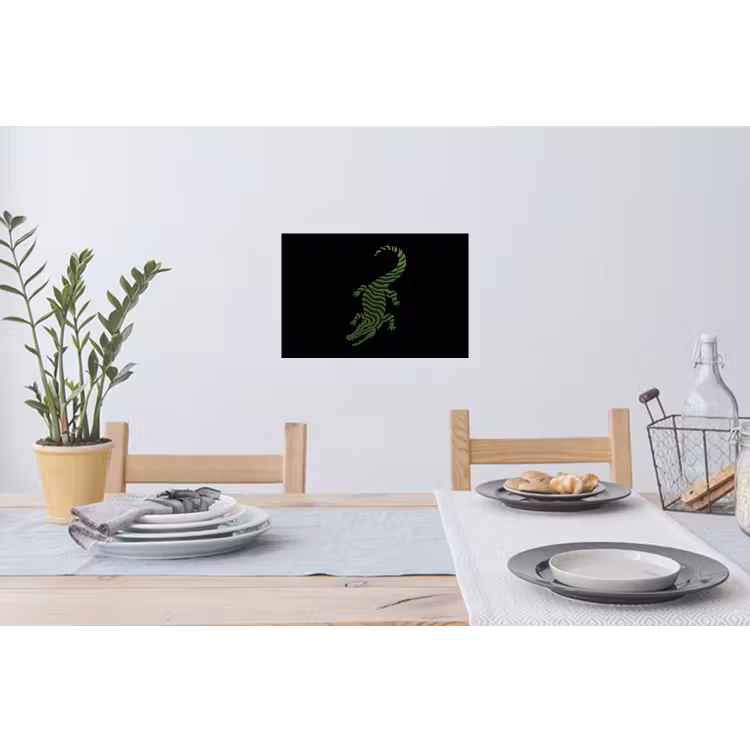 Krokodil - Groen - Tijgerachtig - Strepen Muursticker klein -eettafel