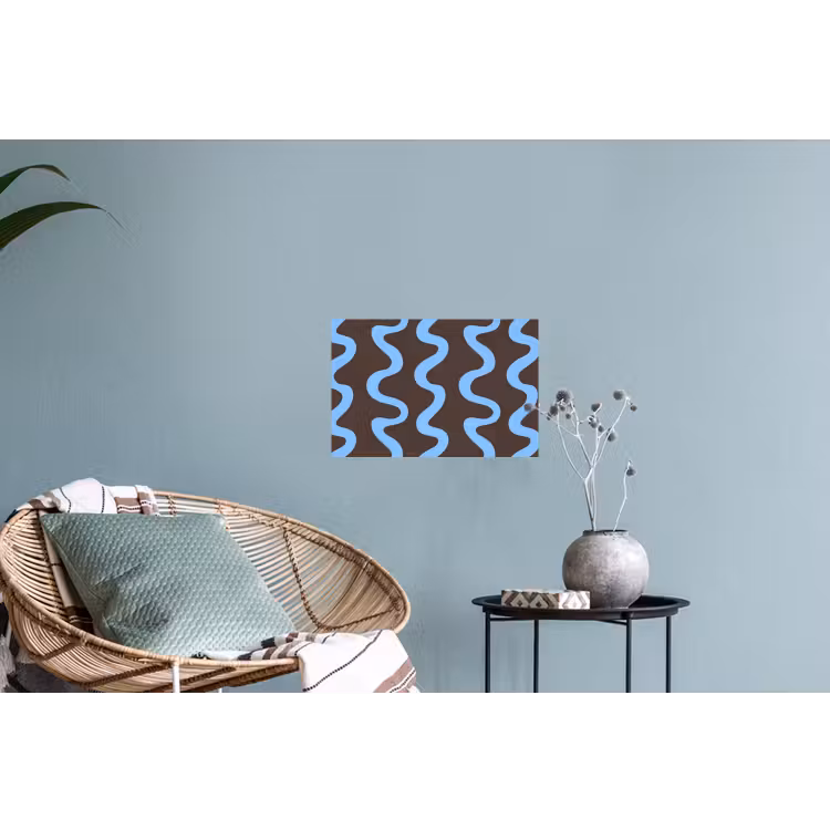 Kronkelende lijnen - Blauw - Bruin - Minimalistisch Muursticker klein 286 -plant