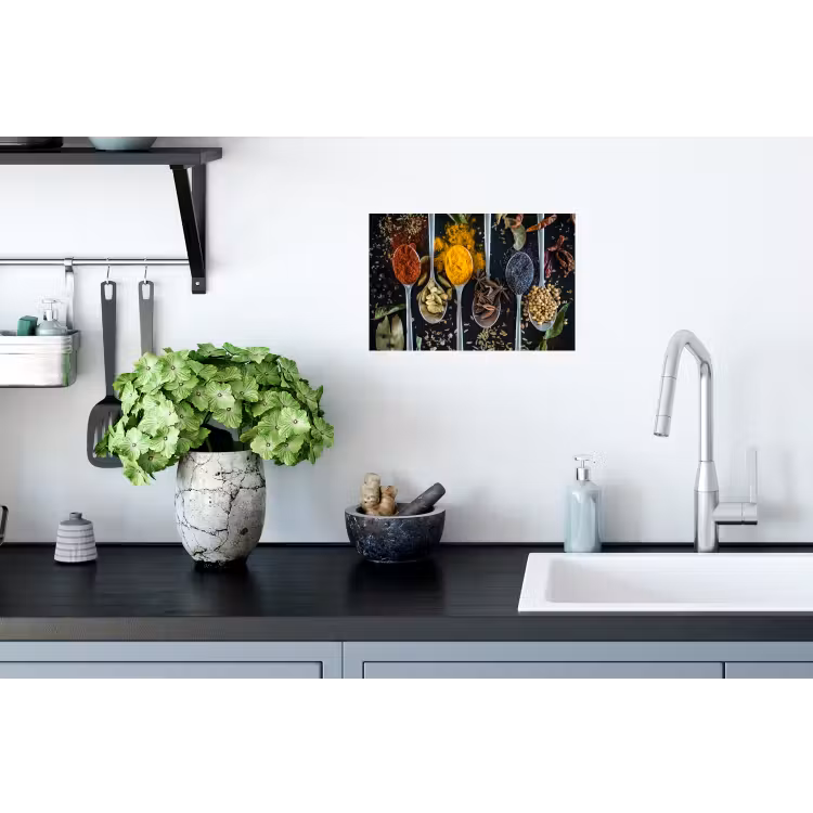 Kruiden - Lepel - Specerijen - Zwart - Keuken Muursticker klein -keuken