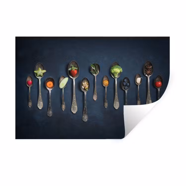 Kruiden - Lepel - Zilver - Specerijen - Industrieel Muursticker klein -3d