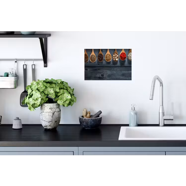 Kruiden - Lepels - Hout - Keuken - Specerijen - Industrieel Muursticker klein -keuken