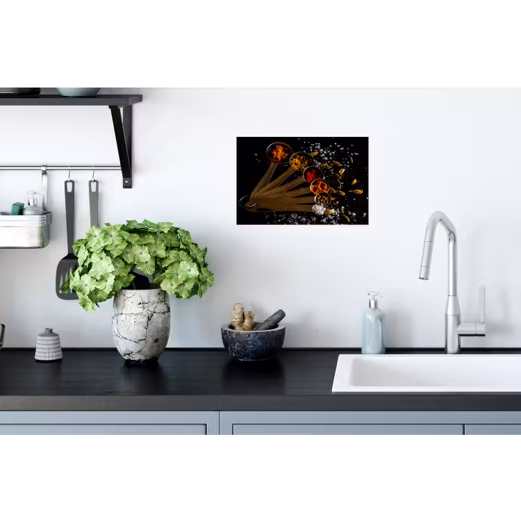 Kruiden - Lepels - Zout - Specerijen - Zwart Muursticker klein -keuken