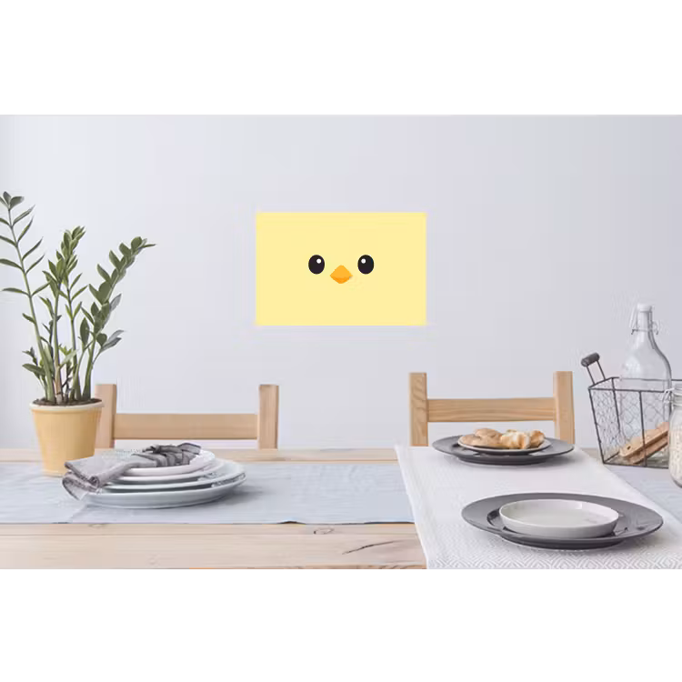 Kuiken - Vrolijk - Geel - Minimalistisch Muursticker klein -eettafel