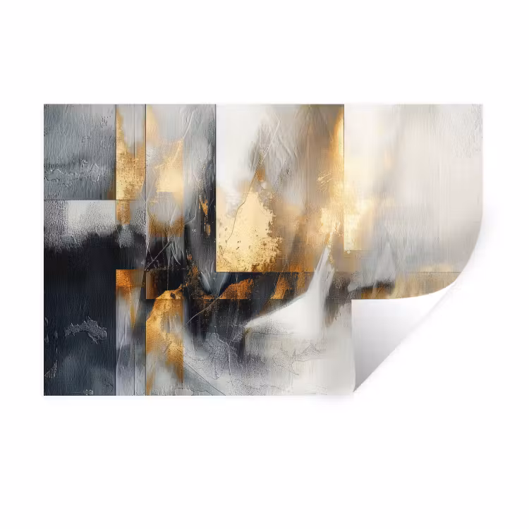 Kunst - Goud - Zilver - Abstract Muursticker klein -3d