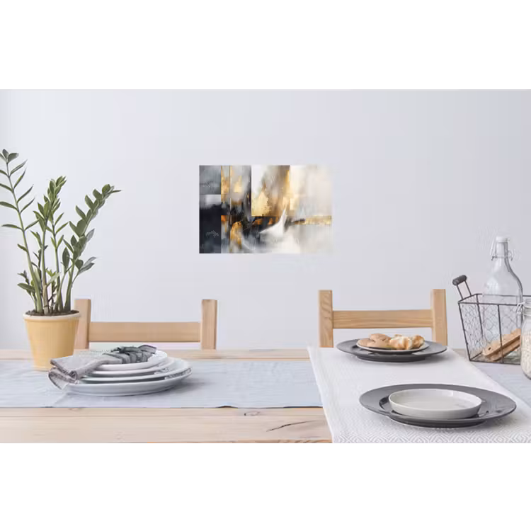 Kunst - Goud - Zilver - Abstract Muursticker klein -eettafel