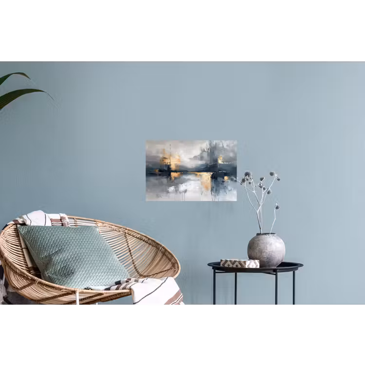 Kunst - Grijs - Goud - Abstract Muursticker klein -plant