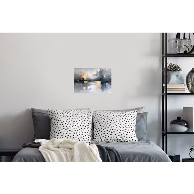 Kunst - Grijs - Goud - Abstract Muursticker klein -slaapkamer