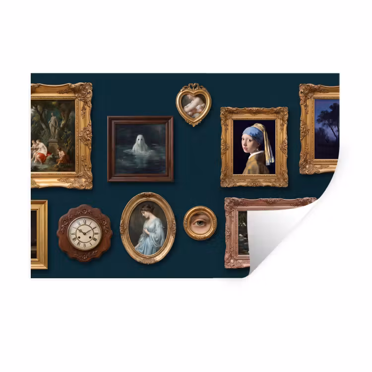 Kunst - Schilderijen - Decoratie - Klassiek - Groen Muursticker klein -3d