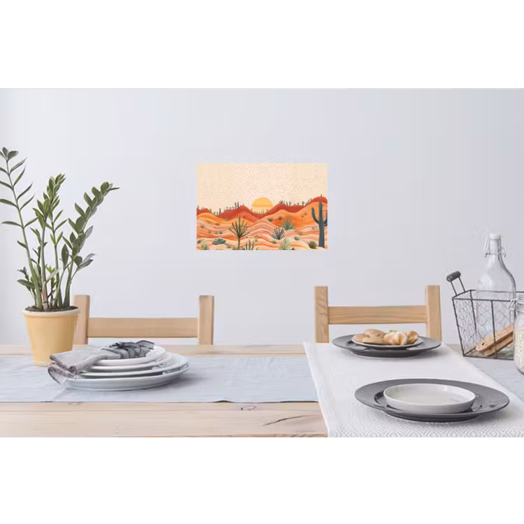 Landschap - Heuvels - Zonsondergang Muursticker klein -eettafel