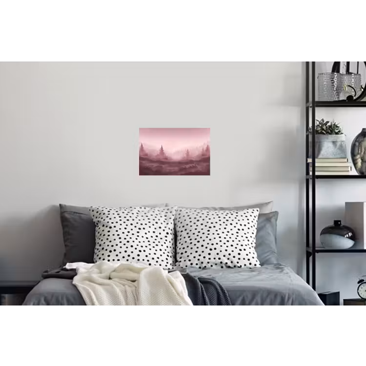 Landschap - Mistig - Roze Muursticker klein -slaapkamer