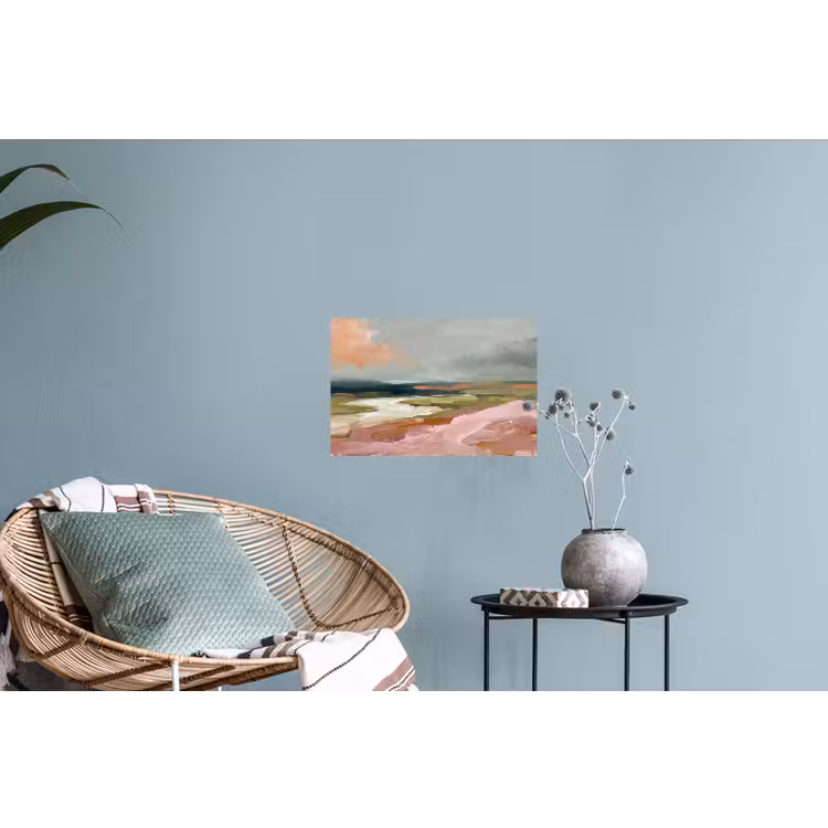 Landschap - Rivier - Abstract - Roze - Groen Muursticker klein -plant
