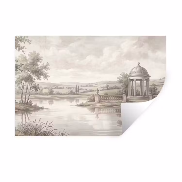 Landschap - Water - Natuur - Sepia Muursticker klein -3d