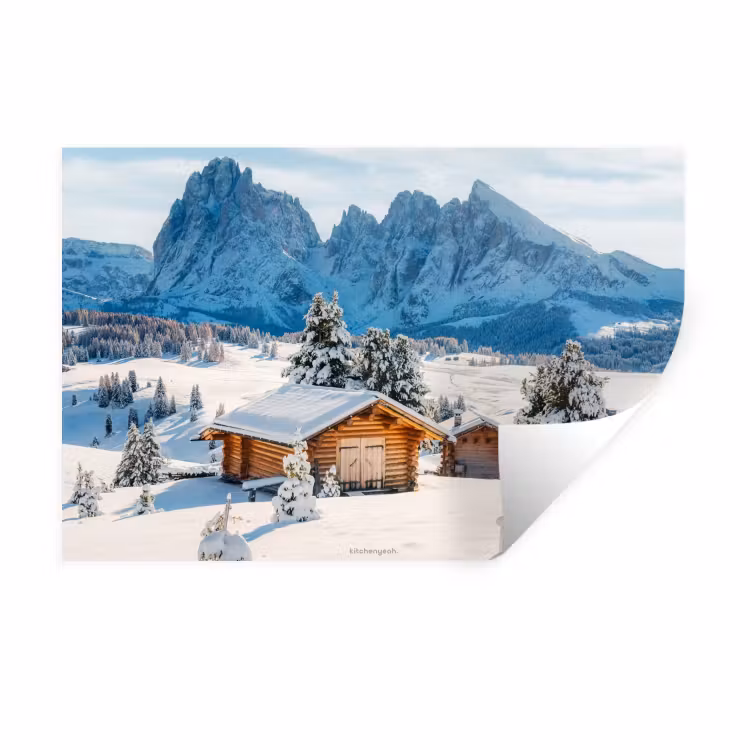 Landschap - Winter - Sneeuw Muursticker klein -3d