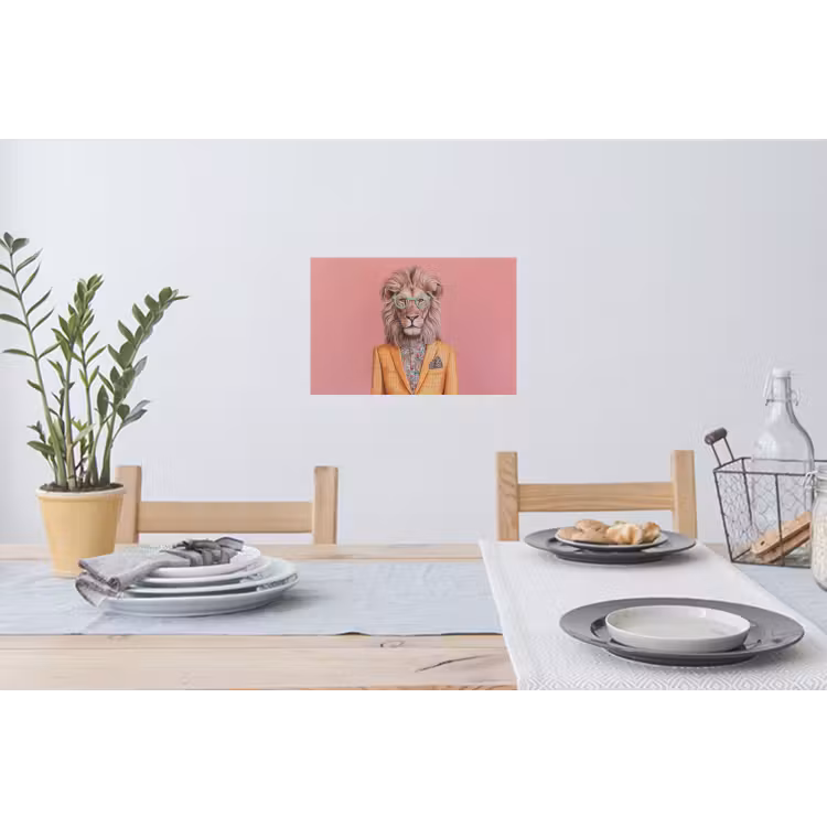 Leeuw - Pak - Geruit - Bril Muursticker klein -eettafel