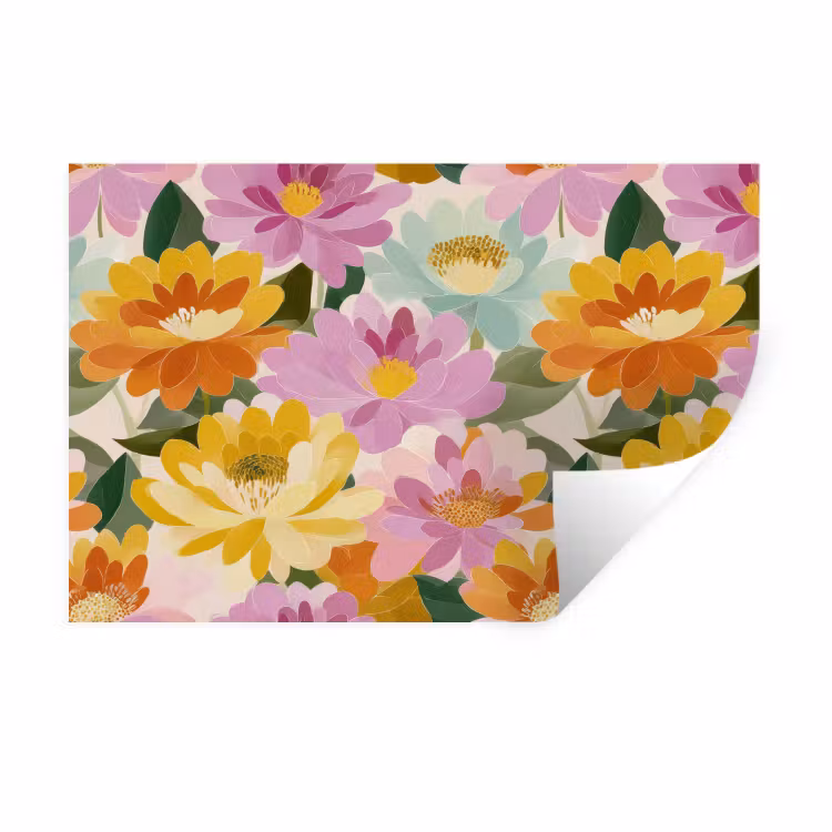 Lelies - Aquarel - Pastel Muursticker klein 286 -3d