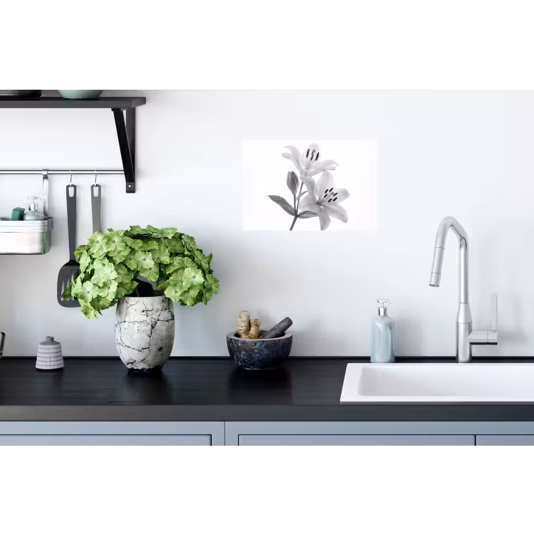 Lelies - Elegant - Zwart - Wit Muursticker klein -keuken