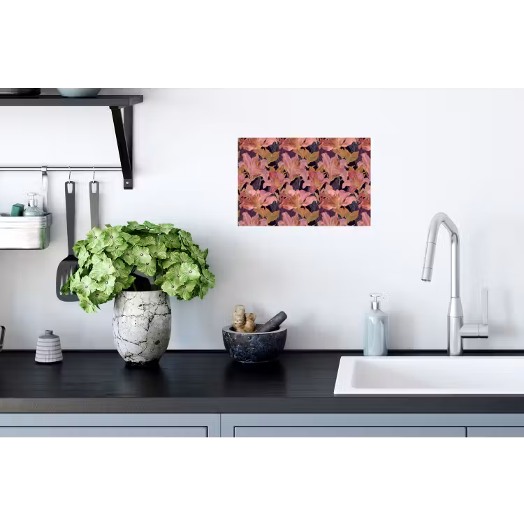 Lelies - Patroon - Roze - Goud Muursticker klein 286 -keuken