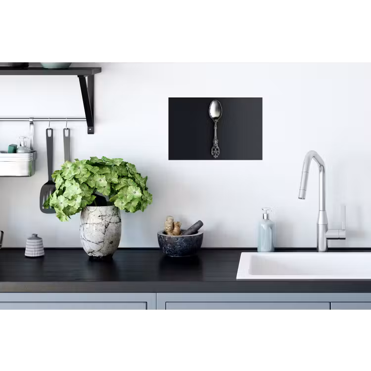 Lepel - Zilver - Metaal Muursticker klein -keuken
