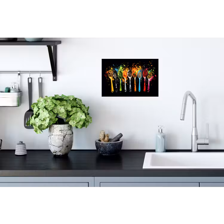 Lepels - Kruiden - Modern - Graffiti - Verf - Kleurrijk Muursticker klein -keuken
