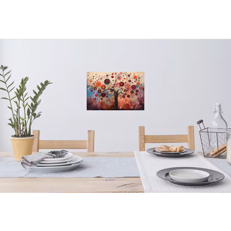 Levensboom - Bloemen - Roze - Hippie - Kunst Muursticker klein -eettafel