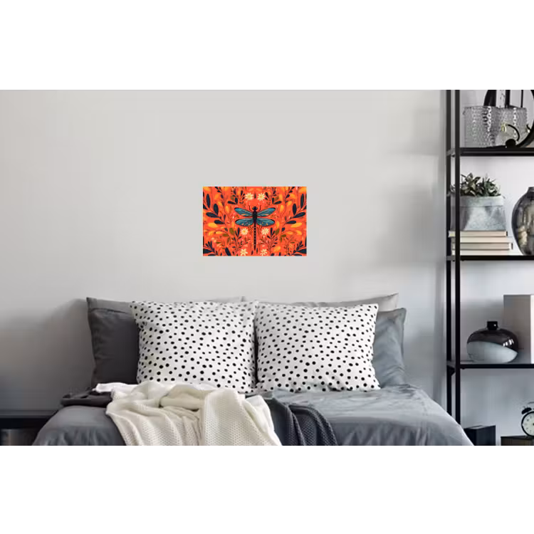 Libel - Blauw - Vleugels - Bladeren Muursticker klein -slaapkamer