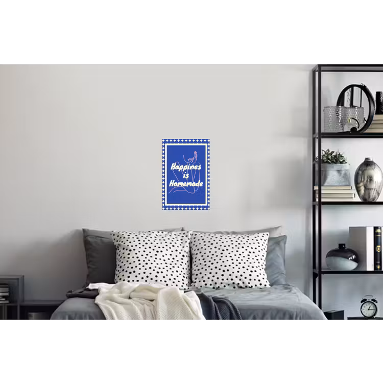 Lijntekening - Vrouw - Quote - Blauw Muursticker klein -slaapkamer