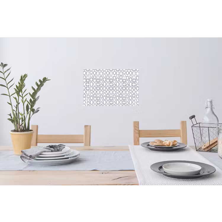 Lijsten - Patroon - Decoratie - Schets - Zwart-wit Muursticker klein -eettafel