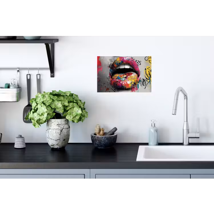 Lippen - Graffiti - Expressief Muursticker klein -keuken