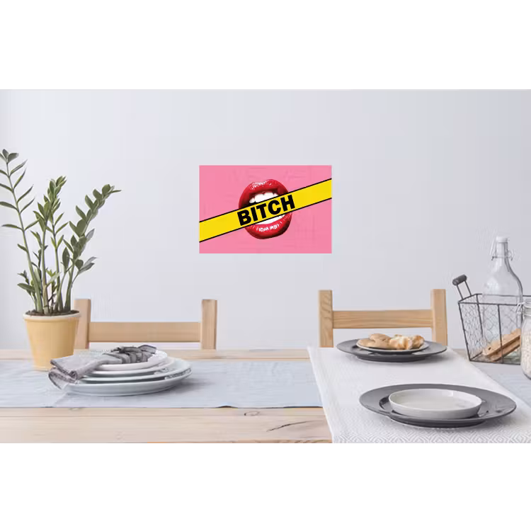 Lippen - Tekst - Kleurrijk Muursticker klein -eettafel