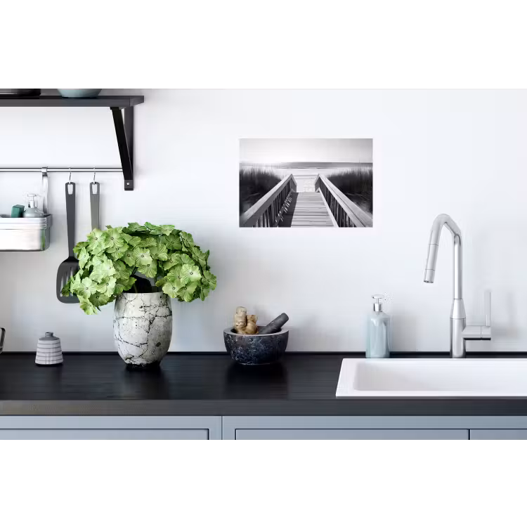Loopbrug - Hout - Strand - Zee Muursticker klein -keuken