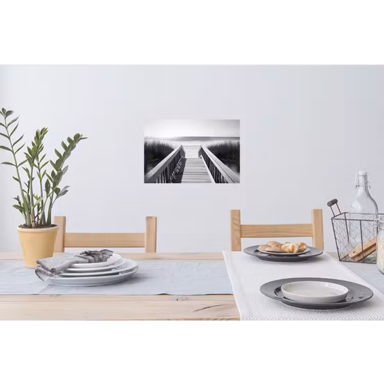 Loopbrug - Hout - Strand - Zee Muursticker klein -eettafel
