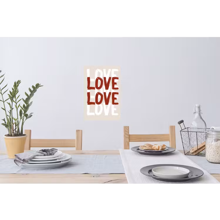 Love - Rood - Tekst Muursticker klein -eettafel