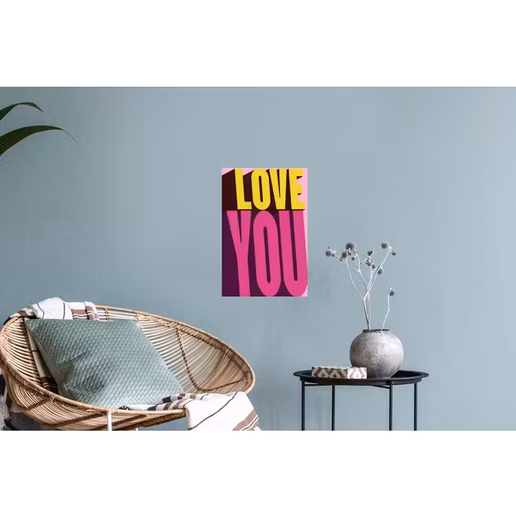 Love - Tekst - Roze - Valentijn Muursticker klein -plant