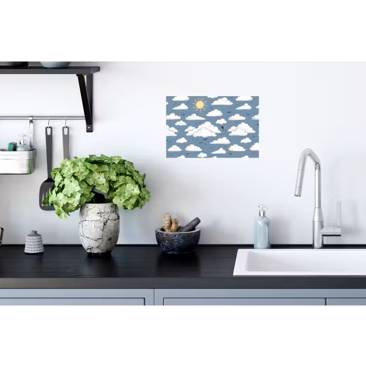 Lucht - Zon - Wolken - Natuur - Blauw Muursticker klein -keuken