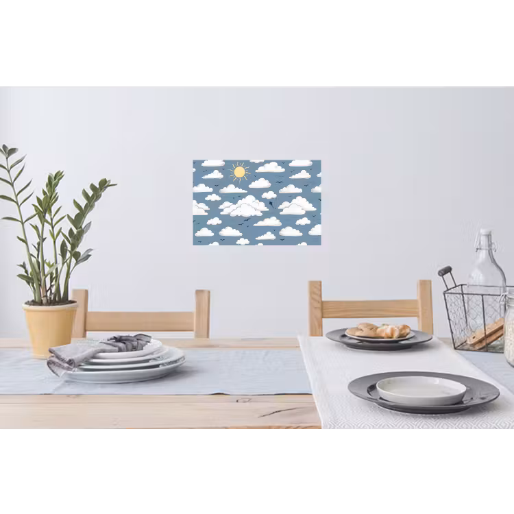 Lucht - Zon - Wolken - Natuur - Blauw Muursticker klein -eettafel