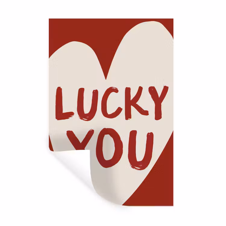 Lucky - Hart - Rood Muursticker klein -3d