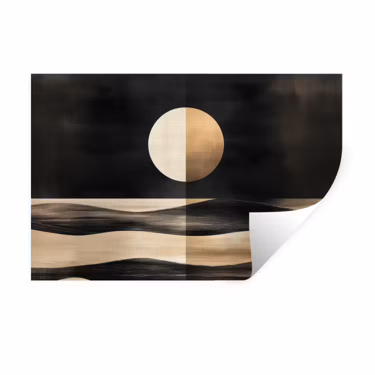 Maan - Cirkel - Goud Muursticker klein -3d