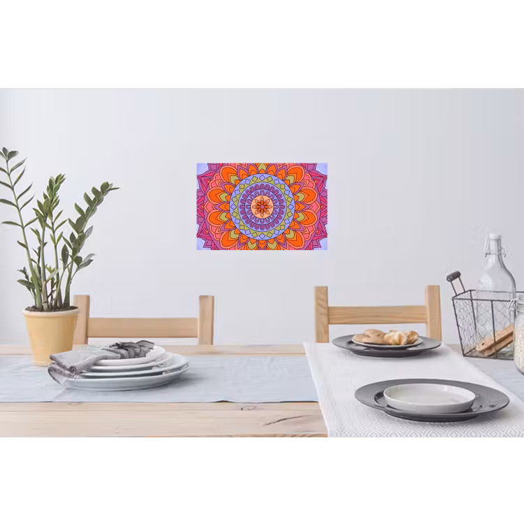 Mandala - Cirkel - Abstract - Kleurrijk - Patroon Muursticker klein -eettafel