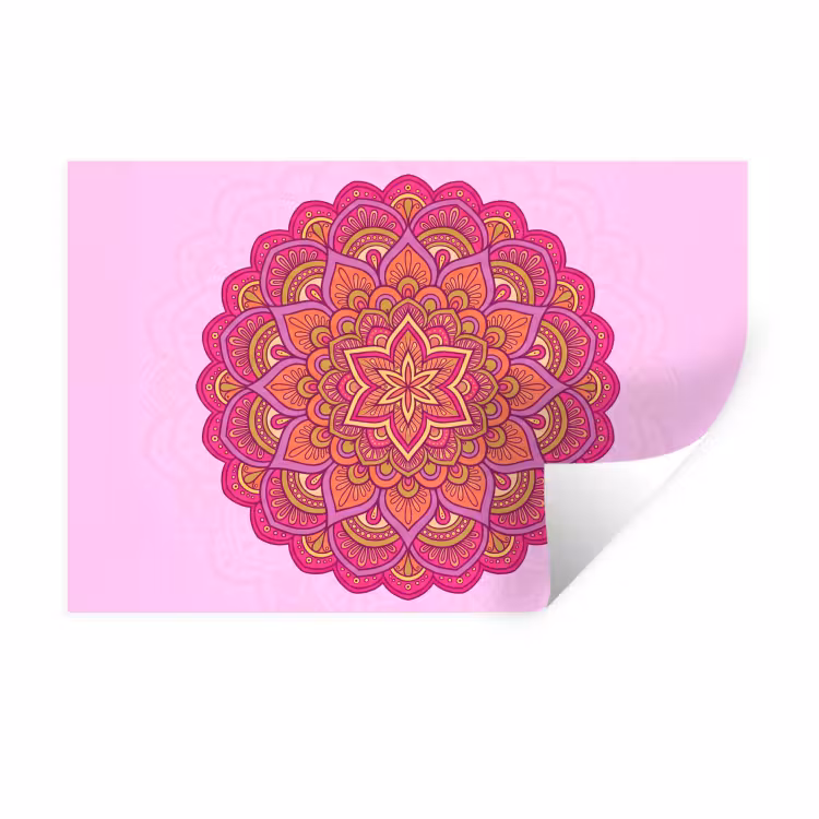 Mandala - Cirkel - Spiritueel - Oosters - Roze Muursticker klein -3d
