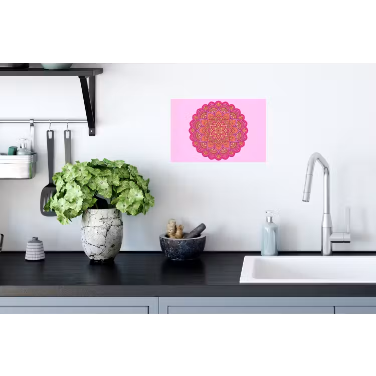 Mandala - Cirkel - Spiritueel - Oosters - Roze Muursticker klein -keuken