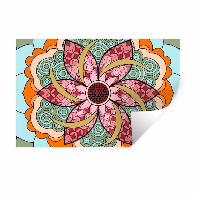 Mandala - Geometrisch - Kunst - Decoratief - Kleurrijk Muursticker klein -3d