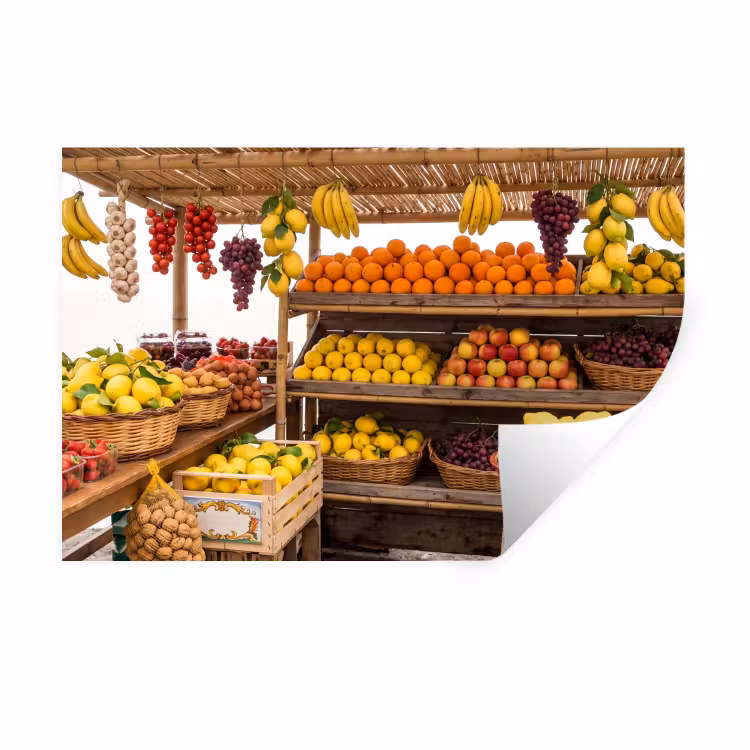 Muursticker - Marktkraam - Fruit - Vers - Marktkraam - Fruit - Vers Muursticker klein