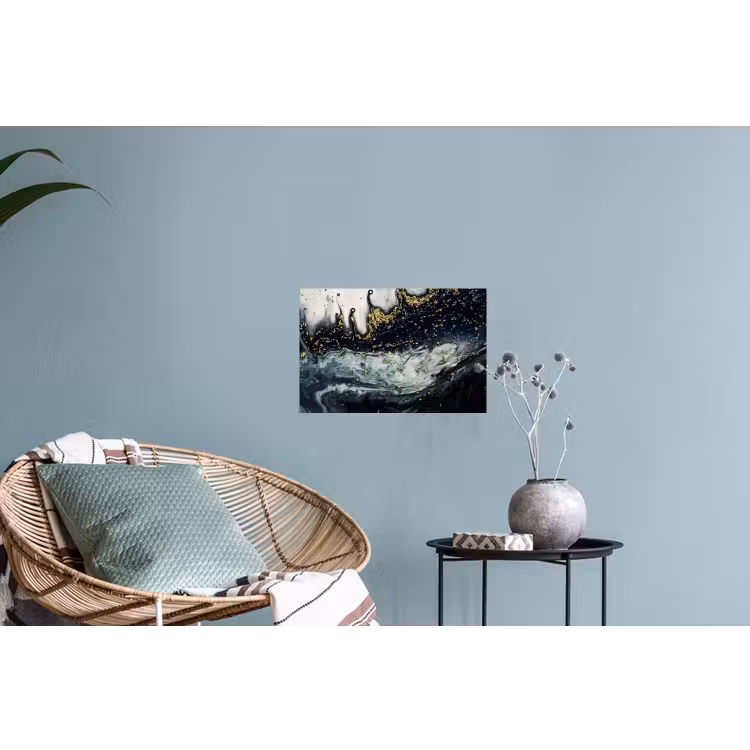 Abstracte vormen uit de natuur met witte en gouden en donkere kleuren Muursticker klein -plant