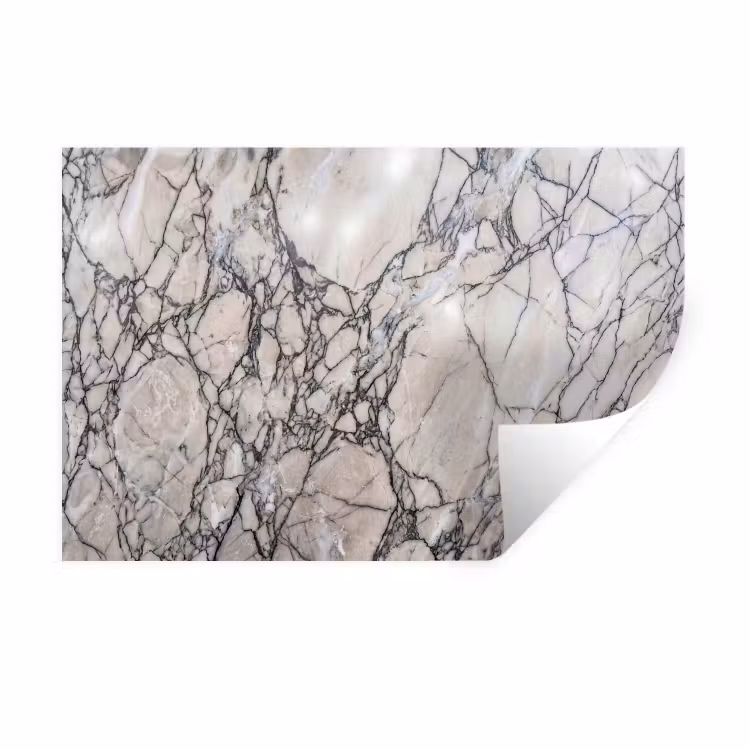 Marmer - Aderen - Patroon - Wit - Grijs Muursticker klein -3d